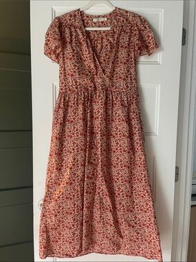Christy Dawn Red Floral Midi Dawn Dress